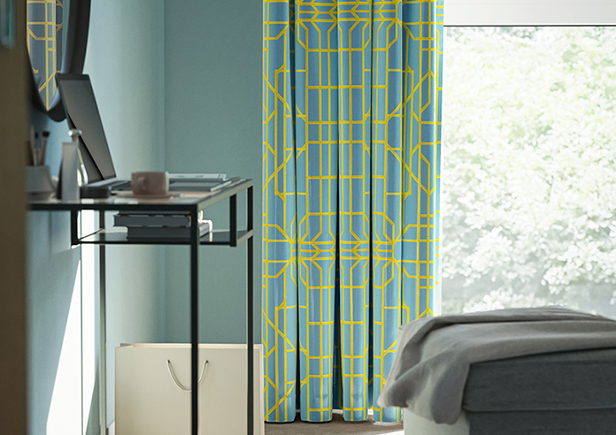 Bamboo Candy, Yellow Blue - Made To Measure Curtains - Image 5